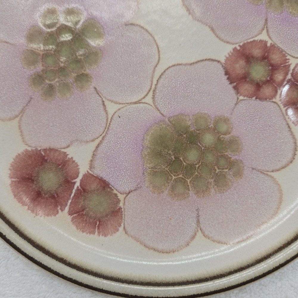 Denby-Langley Gypsy Pattern Lavender & Pink Flower Coupe Single 8.25" Plate - Picture 5 of 10